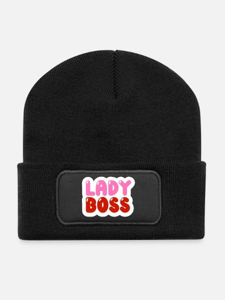 Design Damendame Motivierendes T-Shirt - Recycelte Patch Beanie - Schwarz