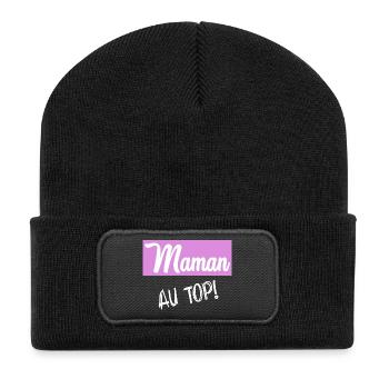 MAMAN. FÊTE DES MÈRES - Beanie recyclé à patch - noir - Devant