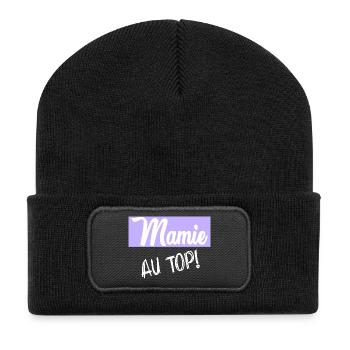 OMA. MUTTERTAG - Recycelte Patch Beanie - Schwarz - Vorne