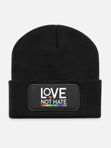 LGBT Pride Month - Love not Hate - Recycled Patch Beanie - black