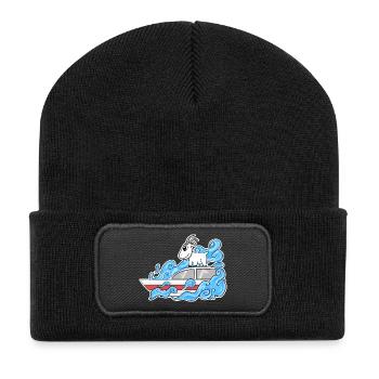 Goat Boat Funny Waves - Recycled Patch Beanie - black - Front