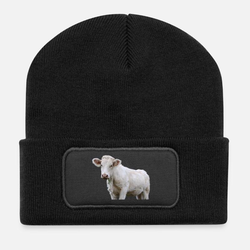 Kuh - Recycelte Patch Beanie - Schwarz