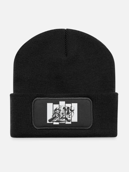 Moto de course moto piste de course symbole vélo de course - Beanie recyclé à patch - noir