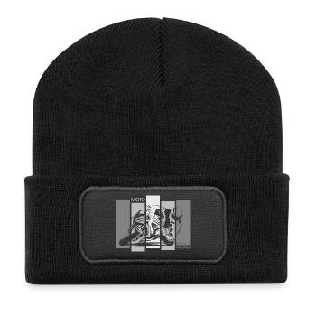 Moto Racing Moto Moto Illustration Icône - Beanie recyclé à patch - noir - Devant