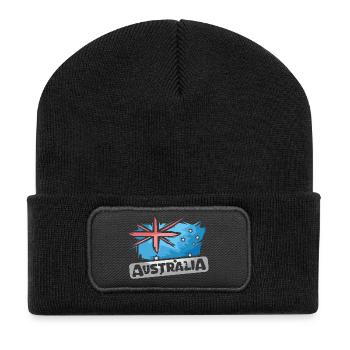 Australia Illustration Flag Comic Icon Logo - Recycled Patch Beanie - black - Front