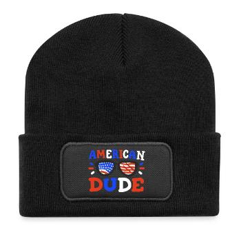 4. Juli Patriotisch Amerika - Recycelte Patch Beanie - Schwarz - Vorne