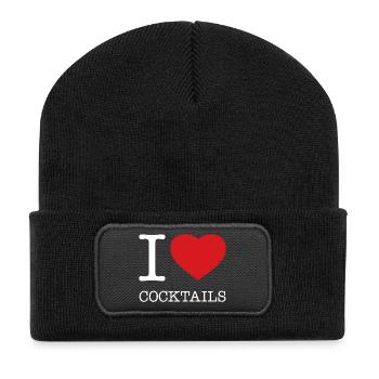 J’ADORE LES COCKTAILS - Beanie recyclé à patch - noir - Devant