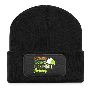 Pickleball-Spieler Vater und Ehemann - Recycelte Patch Beanie - Schwarz - Vorne