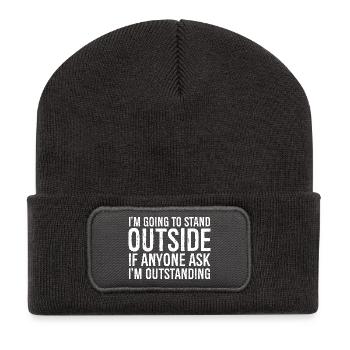 Je vais rester dehors - Beanie recyclé à patch - charbon - Devant
