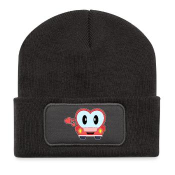 Herz Auto - Recycelte Patch Beanie - Dunkelgrau - Vorne