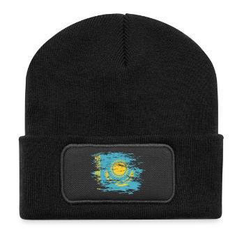 Kazakhstan flag used - Recycled Patch Beanie - black - Front