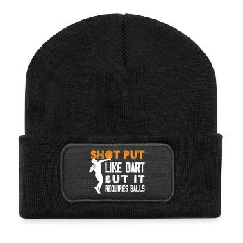 shot put like darts but it requires balls Design - Recycled Patch Beanie - black - Front
