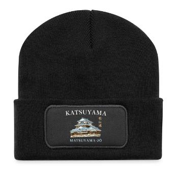 Château de Matsuyama, montagne Katsuyama, Shikoku, Japon - Beanie recyclé à patch - noir - Devant