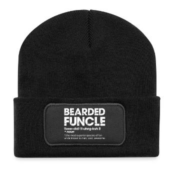 Typographie audacieuse Funcle barbu - Beanie recyclé à patch - noir - Devant