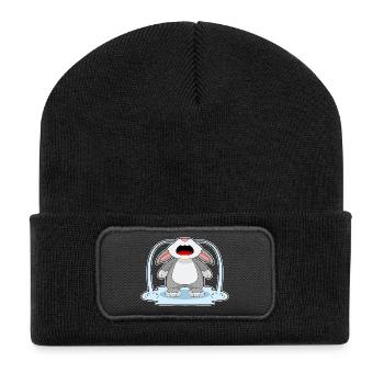 Bunny sad - Recycled Patch Beanie - black - Front
