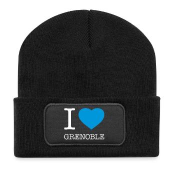 I LOVE GRENOBLE - Recycelte Patch Beanie - Schwarz - Vorne
