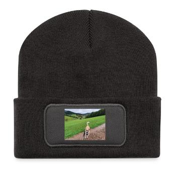 Awesome view with dog - Recycled Patch Beanie - dark grey - Front