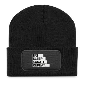 Manger. Dormir. Karaté. Répéter... - Beanie recyclé à patch - noir - Devant