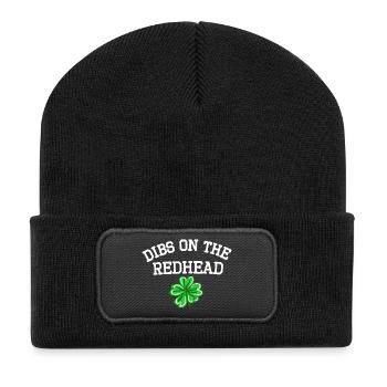Dibs On The Redhead Cooler Funny St Patricks Day - Recycled Patch Beanie - black - Front
