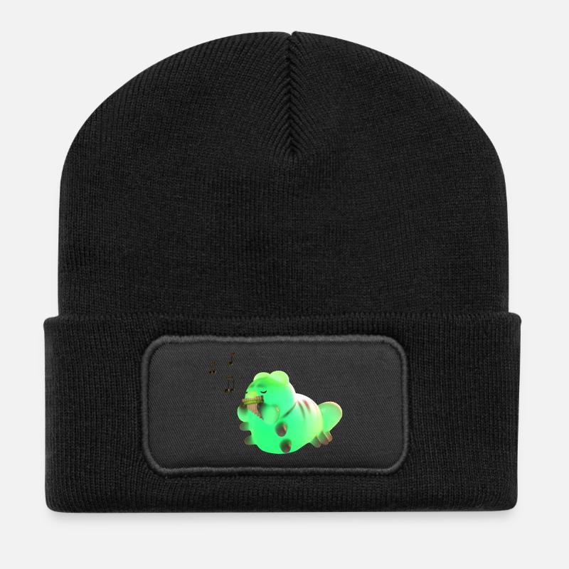 La petite chenille mignonne accueille le lever du soleil avec elle - Beanie recyclé à patch - noir