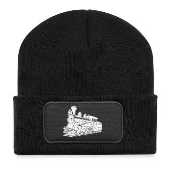 lokomotive zug - Recycelte Patch Beanie - Schwarz - Vorne