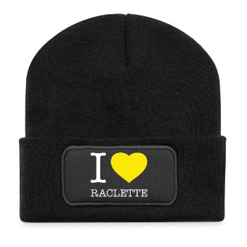 I LOVE RACLETTE - Recycelte Patch Beanie - Schwarz - Vorne