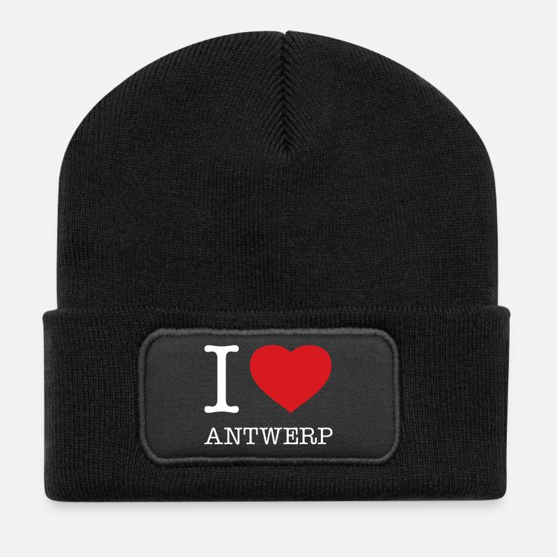 I LOVE ANTWERP - Recycelte Patch Beanie - Schwarz