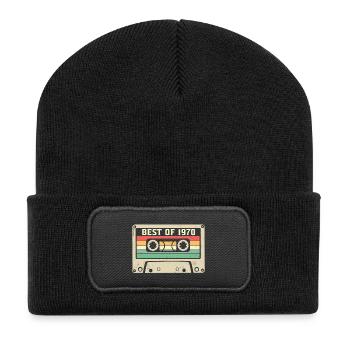 Das Beste aus 1970 Retro 55 Jahre 55. Geburtstag - Recycelte Patch Beanie - Schwarz - Vorne
