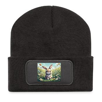 Mignon petit lapin de Pâques - Beanie recyclé à patch - charbon - Devant