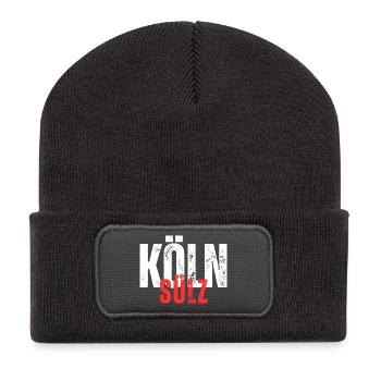 Sülz weiß rot - Recycelte Patch Beanie - Dunkelgrau - Vorne