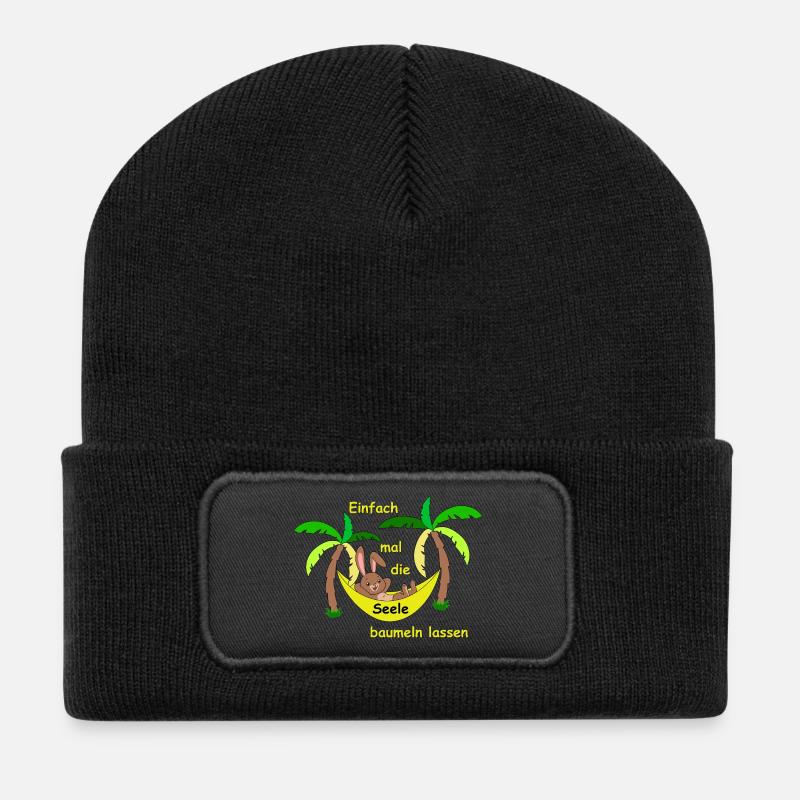 Laissez simplement votre vagabonder - lapins - Beanie recyclé à patch - noir
