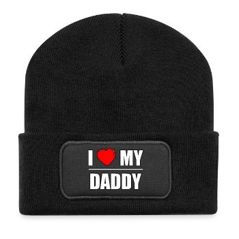 Font design "I love my Daddy" - Recycled Patch Beanie - black - Front