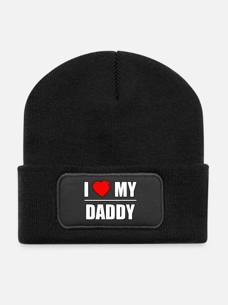 Font design "I love my Daddy" - Recycled Patch Beanie - black