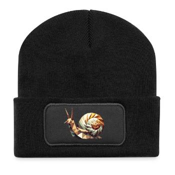 Geometric Snail – Stylized Low-Poly Art - Recycled Patch Beanie - black - Front