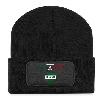 Italienischer Stolz, Flagge von Italien - Recycelte Patch Beanie - Schwarz - Vorne