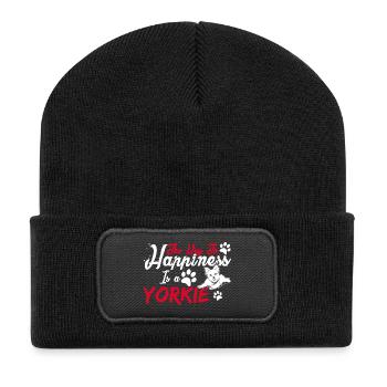 The Key To Happiness Is A Yorkie - Recycled Patch Beanie - black - Front