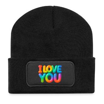 I love you - Recycelte Patch Beanie - Schwarz - Vorne