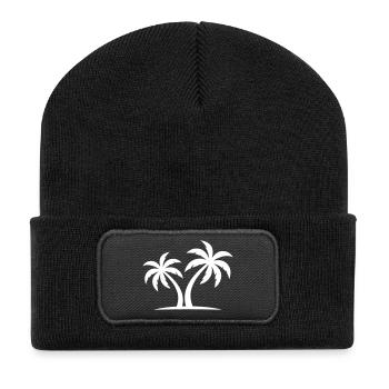 Palm Tree Symbol Island - Recycled Patch Beanie - black - Front
