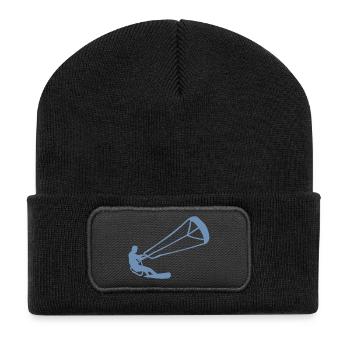Kitesurfer Silhouette Kiteboarding Adrenalin Sport - Recycelte Patch Beanie - Schwarz - Vorne