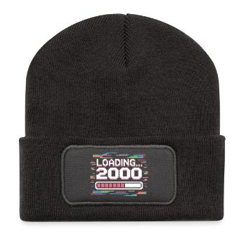 Pixel Retro Design Loading 2000 - Recycelte Patch Beanie - Dunkelgrau - Vorne