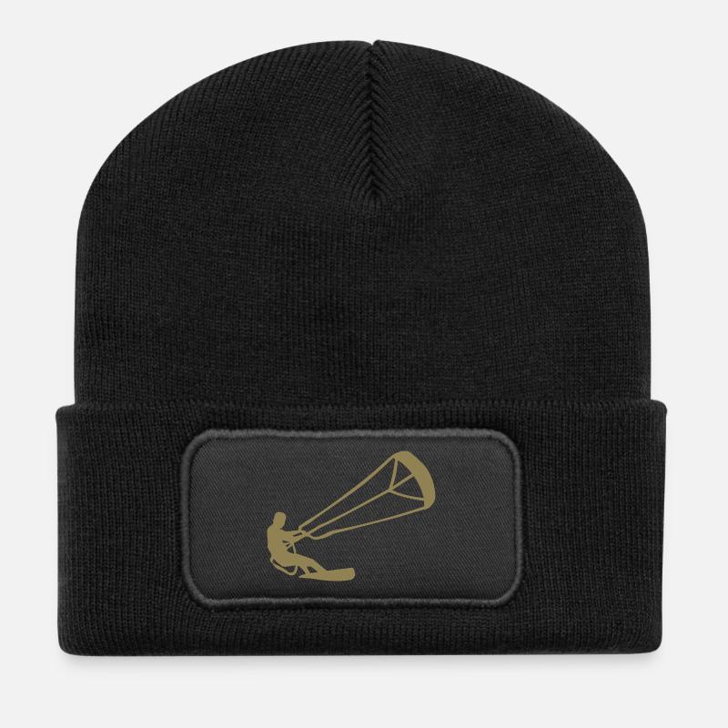 Kitesurfer Silhouette Kiteboarding Adrenalin Sport - Recycelte Patch Beanie - Schwarz