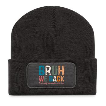 Whimsical Colourful Typography Design - Recycled Patch Beanie - dark grey - Front