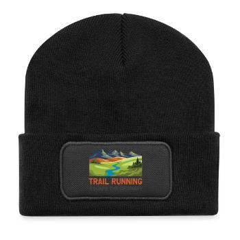 Trailrunning - Entfliehen Sie dem Gewöhnlichen - Recycelte Patch Beanie - Schwarz - Vorne