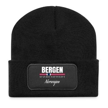 Bergen - Recycelte Patch Beanie - Schwarz - Vorne
