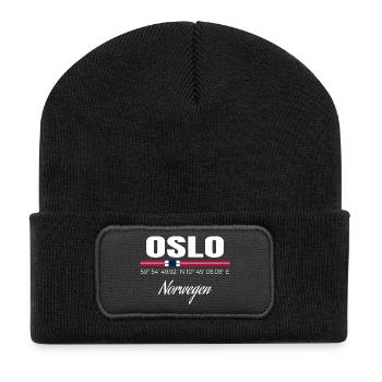 Oslo - Recycelte Patch Beanie - Schwarz - Vorne