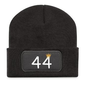 Artistic number crown 44 print for trendy looks - Recycled Patch Beanie - dark grey - Front