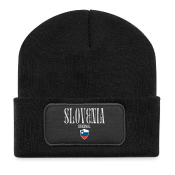 Ursprünglich aus Slowenien, geboren in Slowenien - Recycelte Patch Beanie - Schwarz - Vorne