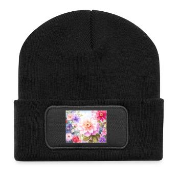 Pastel Flowers for Spring Clothing - Recycled Patch Beanie - black - Front