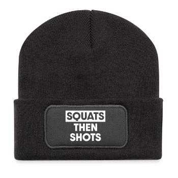 Squats then shots - Recycled Patch Beanie - dark grey - Front