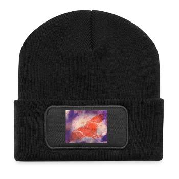 Mystical red bat in watercolor style - Recycled Patch Beanie - black - Front